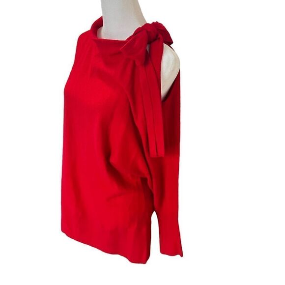 Club Monaco Red Tinashe Cowl Neck Cold Shoulder Tie Sweater NWT - Picture 4 of 14